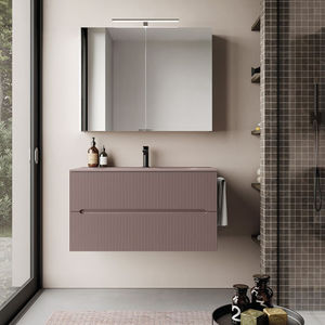 <span class=keywords><strong>Meuble</strong></span>-lavabo mural Prima Modern Villa en <span class=keywords><strong>bois</strong></span> massif avec armoires miroir <span class=keywords><strong>et</strong></span> comptoirs en quartz artificiel - Product Image 1