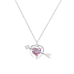Collar con colgante de corazón de aleación y diamantes de imitación <span class=keywords><strong>para</strong></span> mujer, estilo deportivo, lujo ligero, regalo INS, moda de nicho <span class=keywords><strong>para</strong></span> <span class=keywords><strong>novia</strong></span>, lazo y borla - Product Image 6
