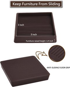 Coussinets <span class=keywords><strong>de</strong></span> meubles <span class=keywords><strong>de</strong></span> haute qualité <span class=keywords><strong>de</strong></span> 3 pouces tasses carrées en caoutchouc antidérapantes bouchons <span class=keywords><strong>de</strong></span> canapé <span class=keywords><strong>de</strong></span> <span class=keywords><strong>lit</strong></span> et protège-jambes - Product Image 3