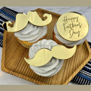 <span class=keywords><strong>Feliz</strong></span> Día del Padre Acrílico Cake Topper Good Dad Love You Daddy Espejo Acrílico Disco Cupcake Decoración - Product Image 3