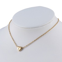 Collier Pendentif Cœur Lettre en Gros en Acier Inoxydable Plaqué Or, Bijou Initiales pour Femme, Idéal Cadeau