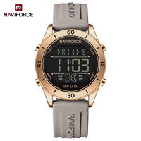 Montre numérique NAVIFORCE 5054 avec bracelet en silicone, boîtier en alliage, sportive, résistante à l'eau, lumineuse, pour femmes, avec fonction alarme