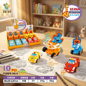 Voiture de dessin animé transformable en plastique pour bébé, véhicule roulant à rotation 360 degrés, piles AAA, chargement USB, cadeau de jeu d'imitation - Product Image 2