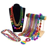 Collier en perles géantes d'arc-en-ciel Disco Citrouille, Collier de fête pour festival, Collier de perles en plastique pour décoration de carnaval
