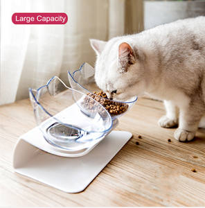 Recipiente plástico elevado <span class=keywords><strong>15</strong></span> graus tilt animal de estimação, potes duplos elevados de comida e água para cães e gatos - Product Image 3