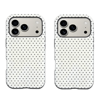 Coque de téléphone personnalisable à pois blancs, film de protection grand trou, intégrale, deux-en-un, antichoc pour iPhone 15 Pro Max