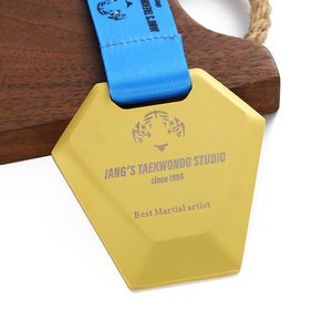 Medaglie in Metallo Personalizzate con Design Gratuito, Placcate in Oro, Medaglia di Karate in Lega di Zinco con Logo Animale o Lettera, Medaglia di Taekwondo con Nastro - Product Image 4