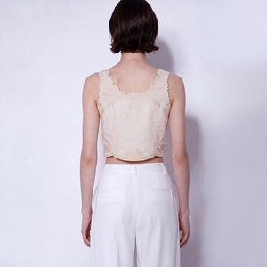 Women Embroidered Cotton Tank <b>Top</b> Sleeveless Cropped Blouse Scalloped Neck Casual Party Summer <b>Top</b> - Product Image 2