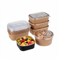 Bol en papier kraft personnalisé avec logo, bol en papier jetable, bol à salade en papier robuste et biodégradable, anti-fuite, 1100 ml, fourni par l'usine