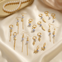 Parure de boucles d'oreilles Novirassine en acier inoxydable plaqué or 18 carats, motif étoile de mer et coquillage bleu et blanc, bijoux pour femme