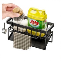 Support de rangement en métal antirouille pour évier de salle de bain, porte-savon, porte-éponge, porte-brosse à vaisselle, organisateur d'évier avec plateau d'égouttement