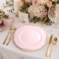 Assiettes de présentation décoratives pour mariage, noires, roses, dorées, utilisables pour le dîner