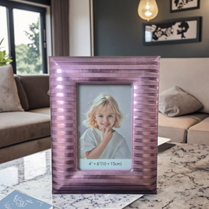 Handmade Hiện Đại 4X6 Inch Khung Ảnh Tùy Chỉnh Màu Tím Sọc PU Da Tường Trang Trí Nội Thất Sáng Tạo Hình Ảnh Khung Kính MDF Cho Nhà Sử Dụng - Product Image 4