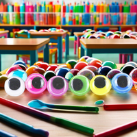 12mm Neon-Colored Wiggly Eyes Kit d'artisanat de bricolage dos auto-adhésifs pour enfants pâte jouets boîte ensemble pour la créativité