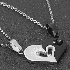 Collares de Pareja de Acero Inoxidable <span class=keywords><strong>con</strong></span> Colgantes de Corazones Entrelazados, Grabado de Te Amo, para Chicas y Chicos, Día de San Valentín - Product Image 5