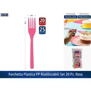 <b>Set</b> of 20 Pink <b>Reusable</b> PP Plastic Forks Disposable <b>Cutlery</b> - Product Image 1