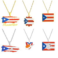 Collier souvenir de haute qualité en acier inoxydable avec pendentif drapeau national et contour de la carte de Porto Rico, plusieurs styles, cadeau tendance