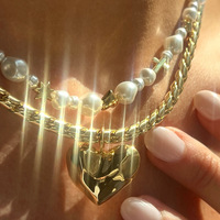 Acier inoxydable rétro chaîne amour pendentif collier lave coeur surface irrégulière rue rétro placage sous vide