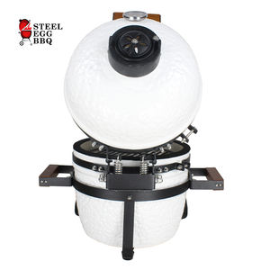 SEB KAMADO Blanc 13 Pouces Mini Barbecue Portable En Céramique Barbecue À Charbon De Bois Cuisine Extérieure BBQ KAMADO Grill - Product Image 5