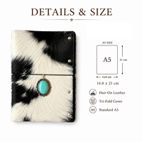 Couverture de carnet de luxe personnalisée en cuir de crin de cheval à texture crocodile, format A5, rechargeable, avec cordon élastique et sangle à rivets.