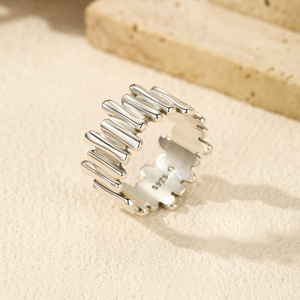 925 <b>Silver</b> Minimalist Multi-Bar <b>Silver</b> Open <b>Ring</b> Contemporary Style Stackable <b>Statement</b> JewelryDesign Fashion Jewelry for Daily - Product Image 3