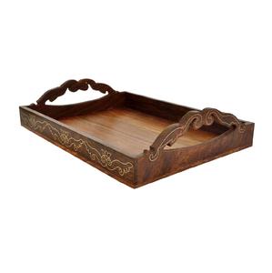 Plateau de service rectangulaire en bois marron pour la cuisine de restaurant Plateau écologique fait à la main pour servir de la nourriture et du jus - Product Image 4