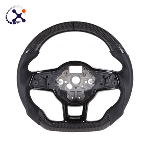 Volant en fibre de carbone en cuir demi-perforé pour VW <span class=keywords><strong>Volkswagen</strong></span> <span class=keywords><strong>Golf</strong></span> R 6 7 7.5 <span class=keywords><strong>8</strong></span> MK8 MK7 8R Gti <span class=keywords><strong>Gtd</strong></span> Modèles Passat CC - Product Image 1