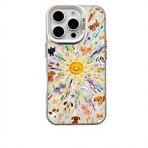 Coque de protection intégrale antichoc Graffiti Chat Chien Soleil pour iPhone 17 Pro Max et 16 - Product Image 1