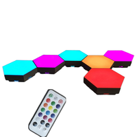 Lampes murales LED hexagonales RGB, télécommande, panneau modulaire, DIY, connectables, changement de couleur, écologiques, à intensité variable, décoration de chambre à coucher, décoration de la maison