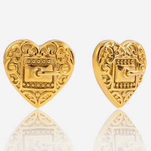 Pendientes con Hebilla de Cinturón en Forma de Corazón, Acero Inoxidable 18K, Joyería de Regalo - Product Image 1