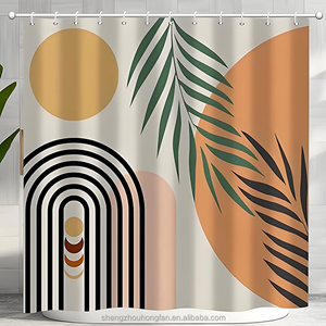 Rideau <span class=keywords><strong>de</strong></span> douche abstrait du milieu du siècle Boho rétro Tropical Palm Sun arc minimaliste salle <span class=keywords><strong>de</strong></span> <span class=keywords><strong>bain</strong></span> moderne géométrique accessoires <span class=keywords><strong>de</strong></span> <span class=keywords><strong>bain</strong></span> - Product Image 6