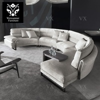 Canapé de loisirs en forme de réception en tissu microfibre incurvé Simple nordique Designer créatif luxe léger pour Villa en cuir véritable
