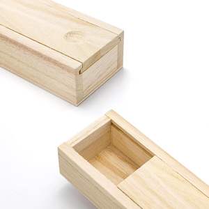 Boîte en bois non finie personnalisée avec couvercle coulissant Petite boîte à crayons étroite Boîte cadeau rectangulaire pour l'art, le <span class=keywords><strong>rangement</strong></span> de bijoux et de colliers - Product Image 2