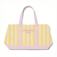 Sac à main de plage en toile pour femmes, grande capacité, nouvelle mode été 2026, personnalisé, rayé, en coton, sac de plage pour le shopping