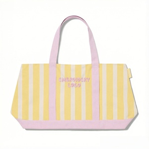 Bolsa <span class=keywords><strong>de</strong></span> Playa <span class=keywords><strong>de</strong></span> Lona Personalizada, Nueva Moda <span class=keywords><strong>de</strong></span> Verano 2026, Gran Capacidad, para Mujer, Bolsa <span class=keywords><strong>de</strong></span> Compras <span class=keywords><strong>de</strong></span> Algodón a Rayas - Product Image 2