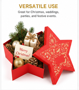 Custom Red Star Shaped Lid and Base Gift <b>Box</b> with Clear Window Rigid Cardboard <b>Christmas</b> Blind <b>Box</b> Mystery Packaging - Product Image 2