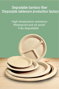 Assiettes jetables en fibre de bambou biodégradables, écologiques, résistantes à la graisse et compatibles micro-ondes, personnalisables, de 5, 6, 7, 8, 9 et 10 pouces, pour mariage - Product Image 5