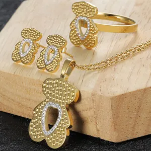 stainless steel 18k gold earrings and necklace set de collar y aretes de oro laminado women gold earrings and necklace set