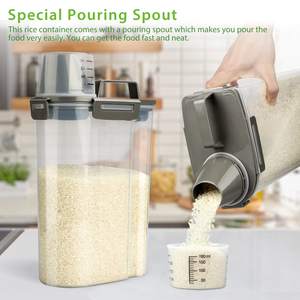 Contenedor de Alimentos de Plástico Transparente de 5L, Apto para Alimentos, Libre de BPA, Dispensador de Comida para Perros y Gatos, <span class=keywords><strong>Taza</strong></span> Medidora, Organizador de Almacenamiento de Alimentos Secos, Ligero - Product Image 3