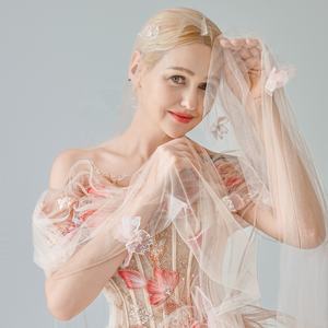 आधुनिक शैली प्लस आकार-लाइन गर्मियों की शाम दुल्हन के लिए दुल्हन विरोधी-स्थिर पुष्प प्रिंट फीता फूल - Product Image 6