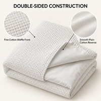 Ensemble de housse de couette gaufrée en coton personnalisable en gros avec envers en coton uni pour hôtels et complexes hôtelie