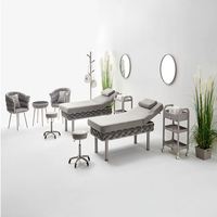 Table de massage pour spa facial, revêtement en tissu, hauteur réglable avec rangement pour salon de beauté, spa, salle de physiothérapie