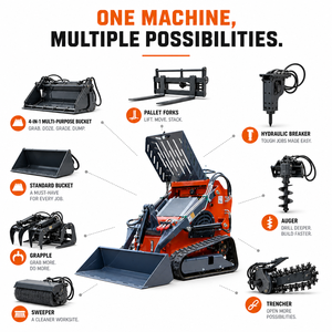 Mini-chargeur avec godet de 0,15 m³ de capacité, force de levage de 320 kg, pour machines agricoles de verger et de serre - Product Image 4