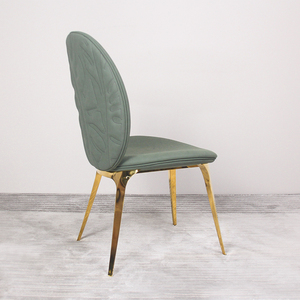 Sillas de Comedor de Lujo de Terciopelo Verde con Patas de Acero Inoxidable Dorado, Silla de Comedor Moderna de Lujo DC-00, Silla de Comedor de Terciopelo Verde - Product Image 6