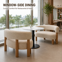 Ensemble de banquettes sculpturales avec table en pierre frittée pour restaurant, ensemble de bancs en forme de rein pour café et hôtel