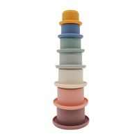 Juguete Educativo de Silicona Personalizado USSE, Juguete de Apilamiento para Niños Pequeños, Juego de Vasos para Baño y Agua