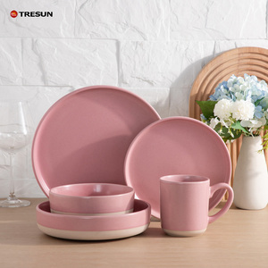 Juego de Vajilla de Gres Color Crema Moteado TRESUN, Platos, Tazones y Tazas de Cerámica, Aptos para Lavavajillas y Microondas - Product Image 3