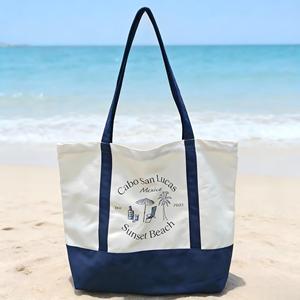 Bolsa <span class=keywords><strong>de</strong></span> Playa Reutilizable para Compras, Bolsa Promocional <span class=keywords><strong>de</strong></span> Playa Personalizada, Bolsa Grande <span class=keywords><strong>de</strong></span> Dos Tonos con Fuelle - Product Image 1