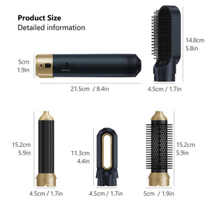 Peigne sèche-cheveux professionnel 21,5 cm, outil double usage pour boucler et lisser, avec têtes interchangeables pour usage en salon - Product Image 1