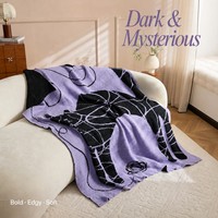 Tapisserie Murale Toile d'Araignée Violette Lavande Améthyste Mystique Audacieuse en Velours Tricoté Doux et Moelleux pour Canapé Double Décoration Urbaine Sombre